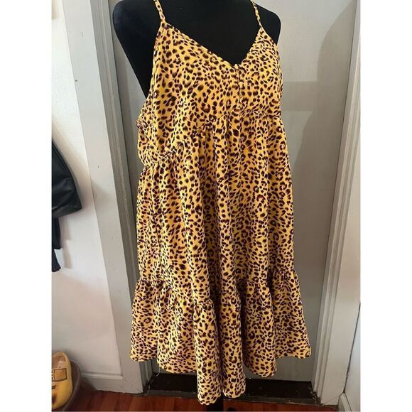 NWOT. New In Honey Black Leopard Spaghetti Dress size L - Picture 2 of 11